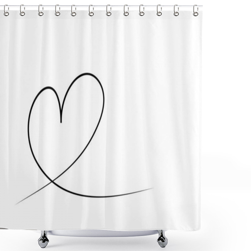 Personality  Continuous Line Drawing Of Valentine Card Heart Sweet Love Simple Happiness  Illustration Shower Curtains