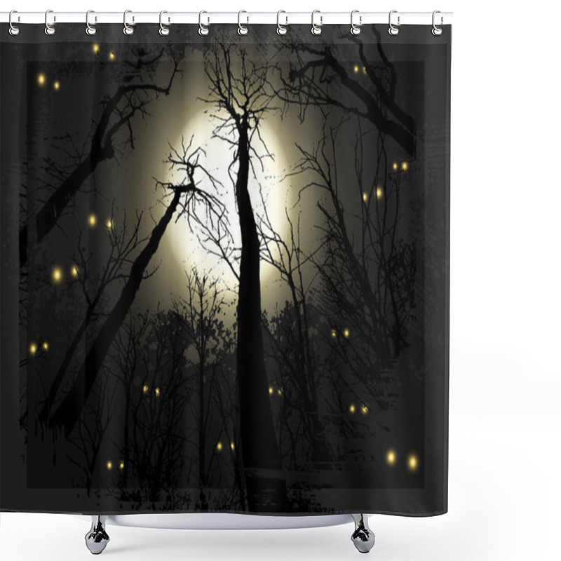 Personality  Spooky Grunge Forest Illustration For Halloween Shower Curtains