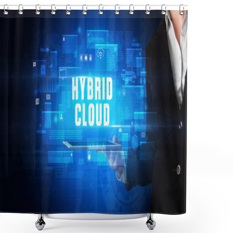 Personality  Person Holding Tablet, Security Concept Shower Curtains