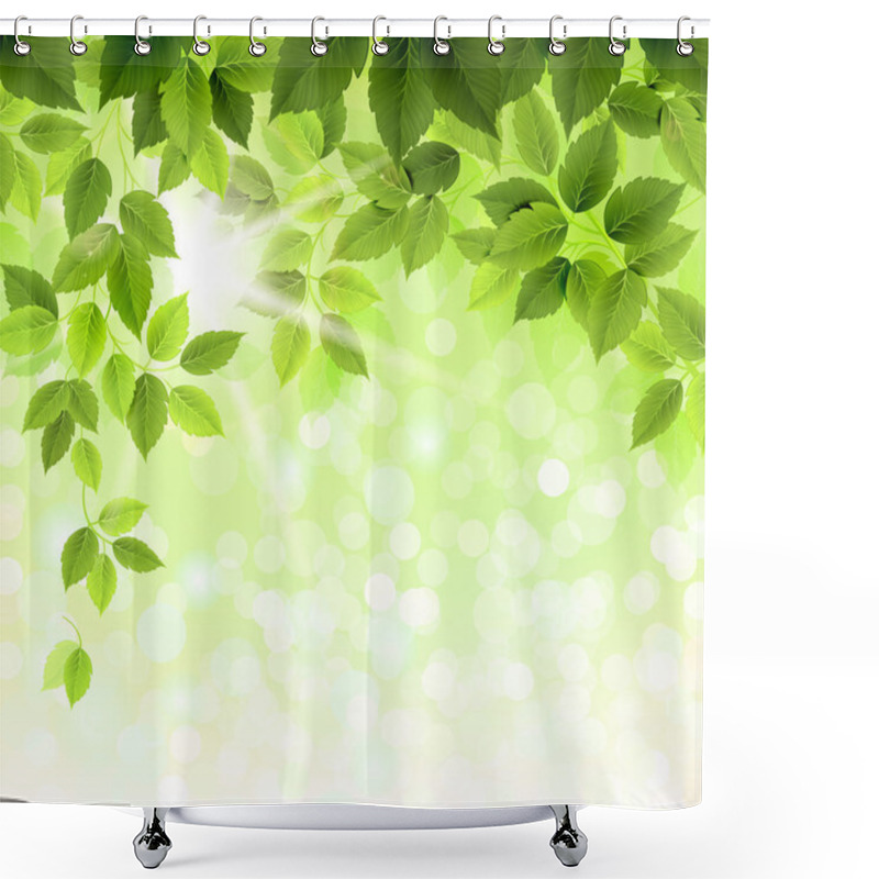 Personality  Summer Branch With Fresh Green Leaves Shower Curtains