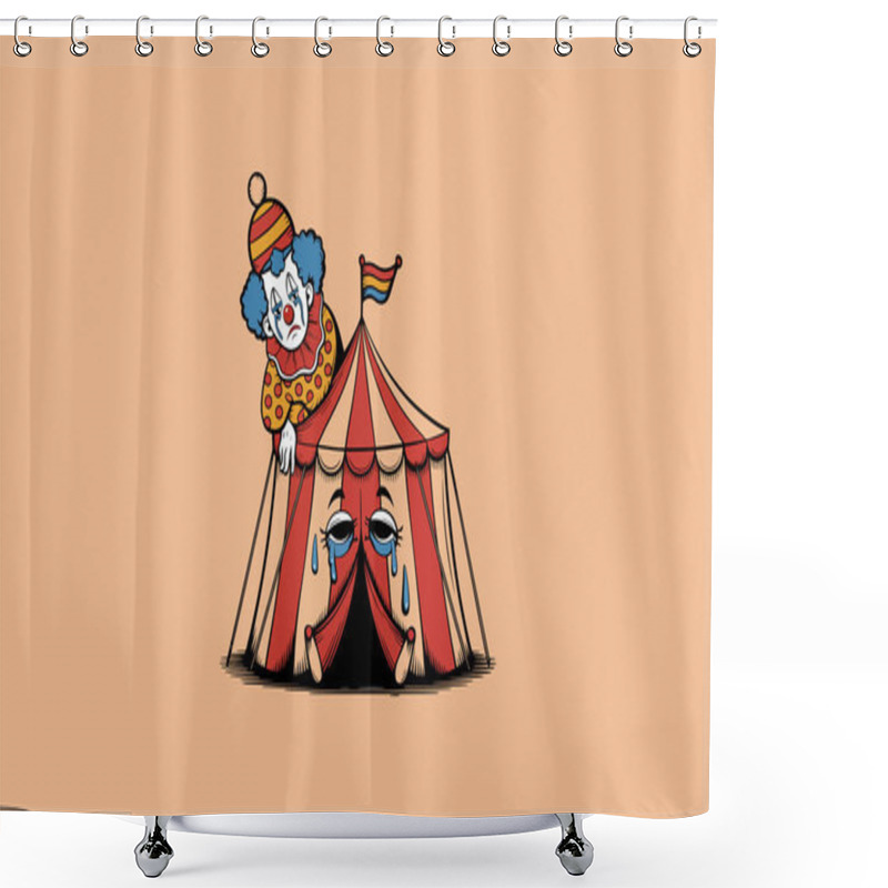 Personality  Sad Clown Leaning On A Crying Circus Tent Shower Curtains