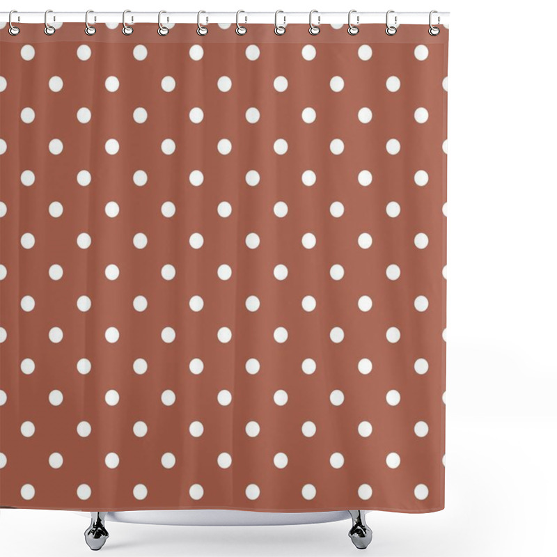 Personality  Seamless Vector Pattern With White Polka Dots On A Dark Brown Background. For Cards, Invitations, Wedding Or Baby Shower Albums, Backgrounds, Arts And Scrapbooks Shower Curtains