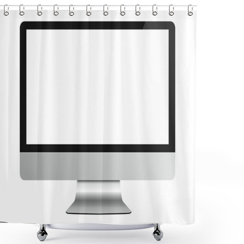 Personality  Computer Monitor On White Isolated Shower Curtains