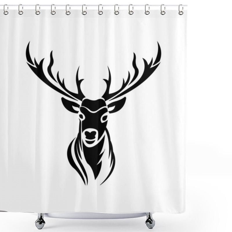 Personality  Deer Head Icon Logo Vector Design Template Shower Curtains