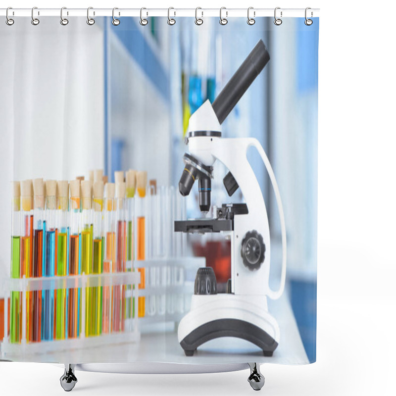 Personality  Laboratory Tubes And Microscope  Shower Curtains