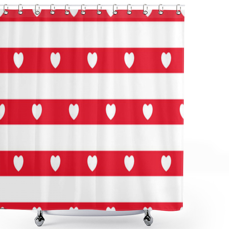 Personality  Heart Seamless Pattern Valentine Vector Stripes Tile Background Scarf Isolated Repeat Wallpaper Cartoon Illustration Doodle Red Design Shower Curtains