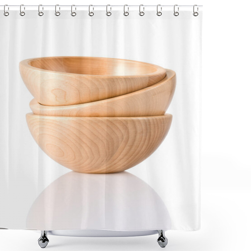 Personality  Three Wooden Bowls Shower Curtains