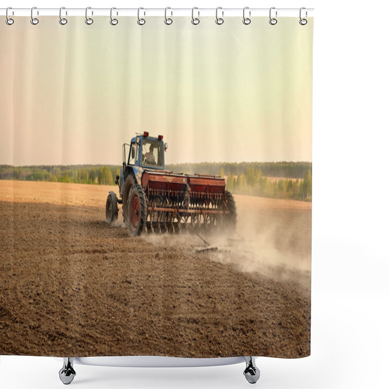 Personality  Plowing The Land. Agricultural Work. Shower Curtains