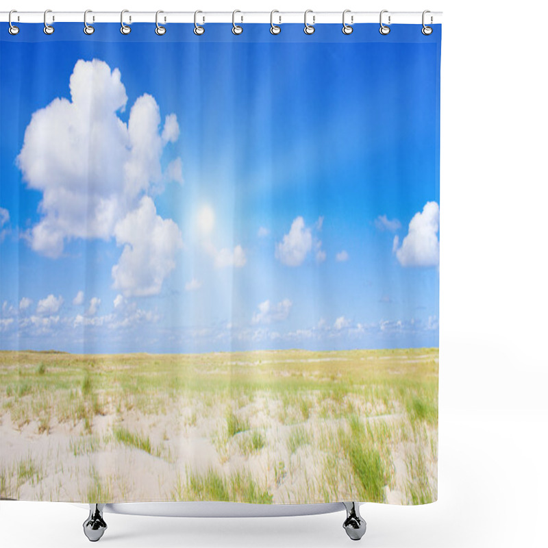 Personality  Beach And Dunes With Beautiful Sunlight Shower Curtains