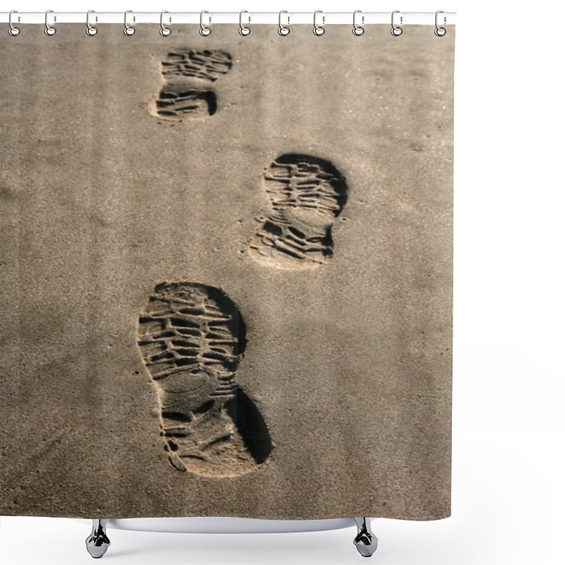 Personality  Footprint Shoe On Beach Brown Sand Texture Print Shower Curtains