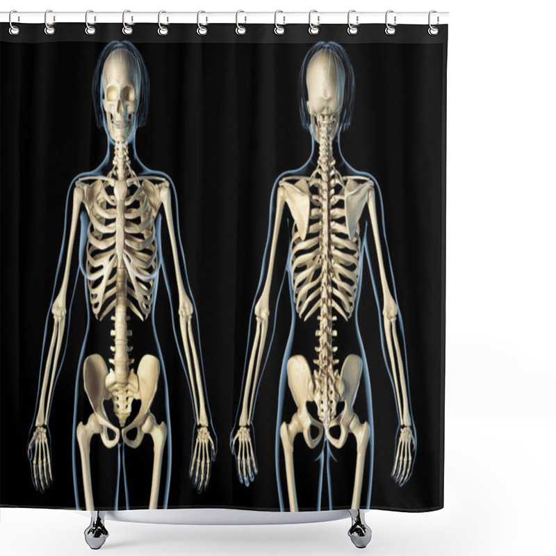 Personality  Woman Skeletal System Front And Rear Views. Shower Curtains