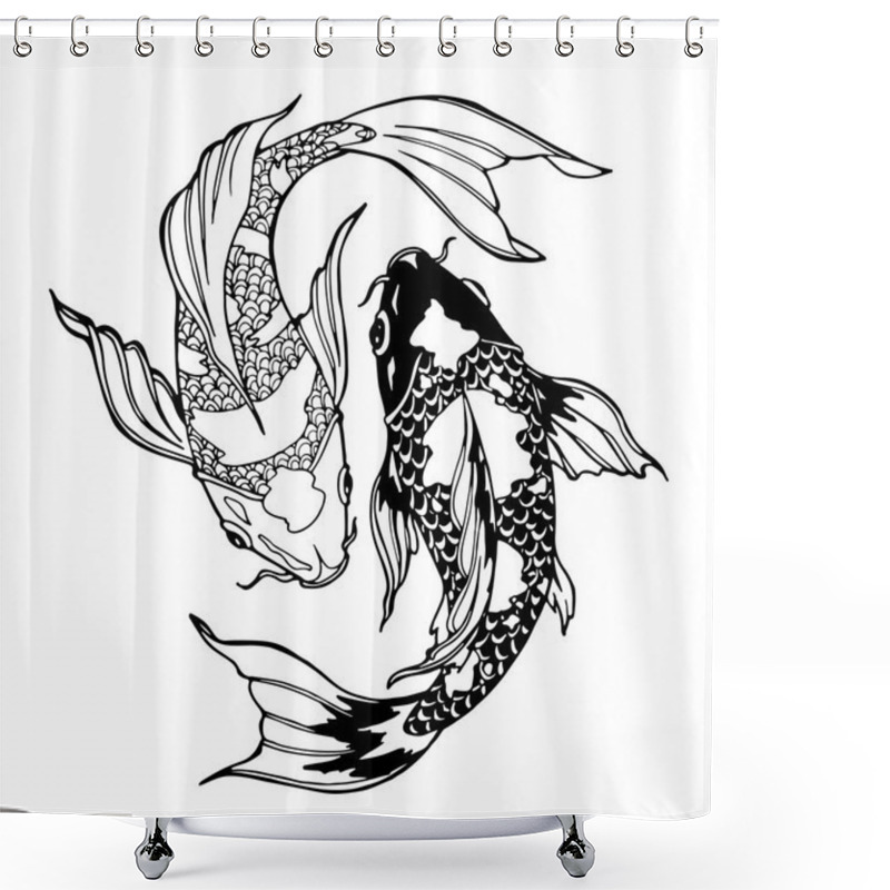 Personality  Koi Fish; Ying Yang Symbol Shower Curtains