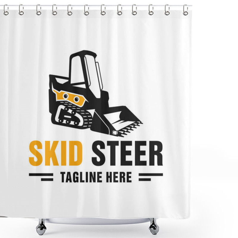 Personality  Skid Steer Heavy Equipment Illustration Logo Design Shower Curtains