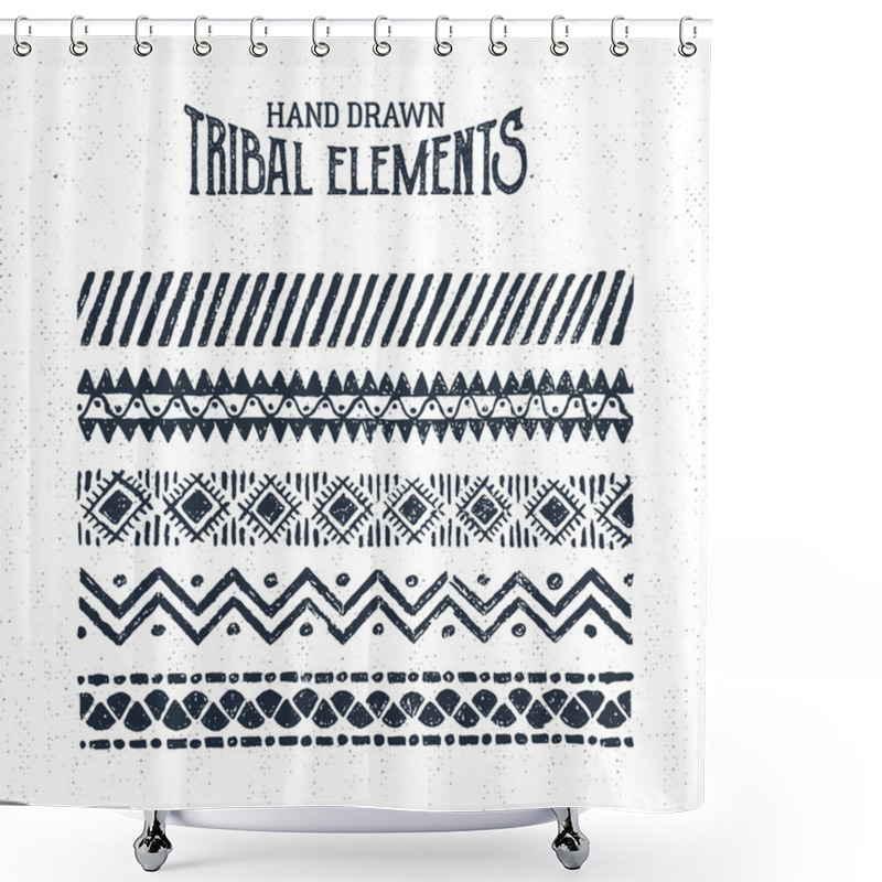 Personality  Hand Drawn Tribal Ornaments Set. Vector Illustration Shower Curtains