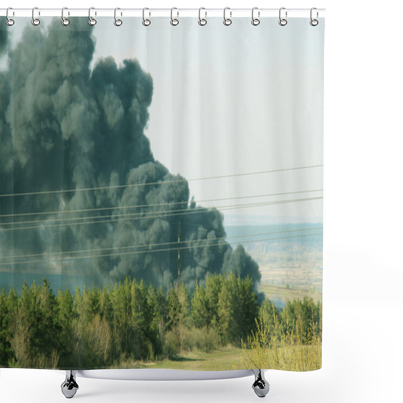 Personality  Pollution Of Nature, Black Steaming Stream Of Emissions Shower Curtains