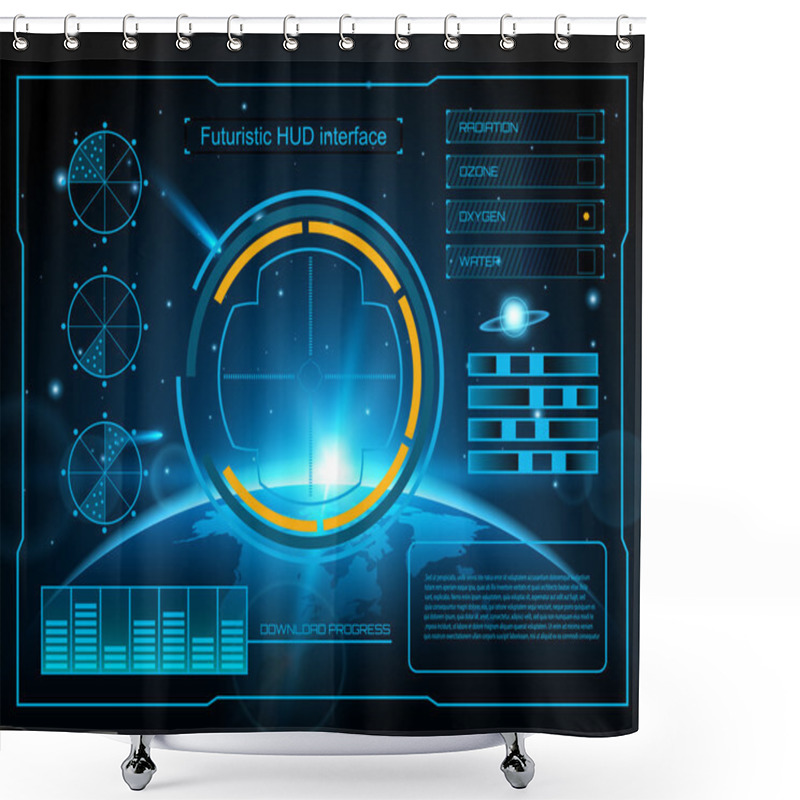 Personality  Abstract Future, Concept Vector Futuristic Blue Virtual Graphic Touch User Interface HUD. For Web, Site, Mobile Applications Isolated On Black Background, Techno, Online Design, Business, Gui, Ui. Shower Curtains