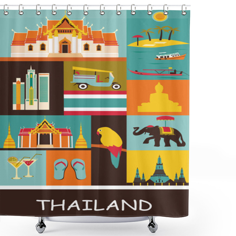 Personality  Collection Of Thailand Symbols Shower Curtains