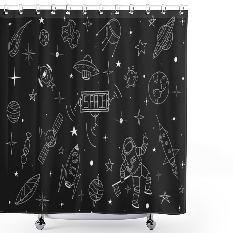 Personality  Space Set In Doodle Style.Hand Drawn Shower Curtains