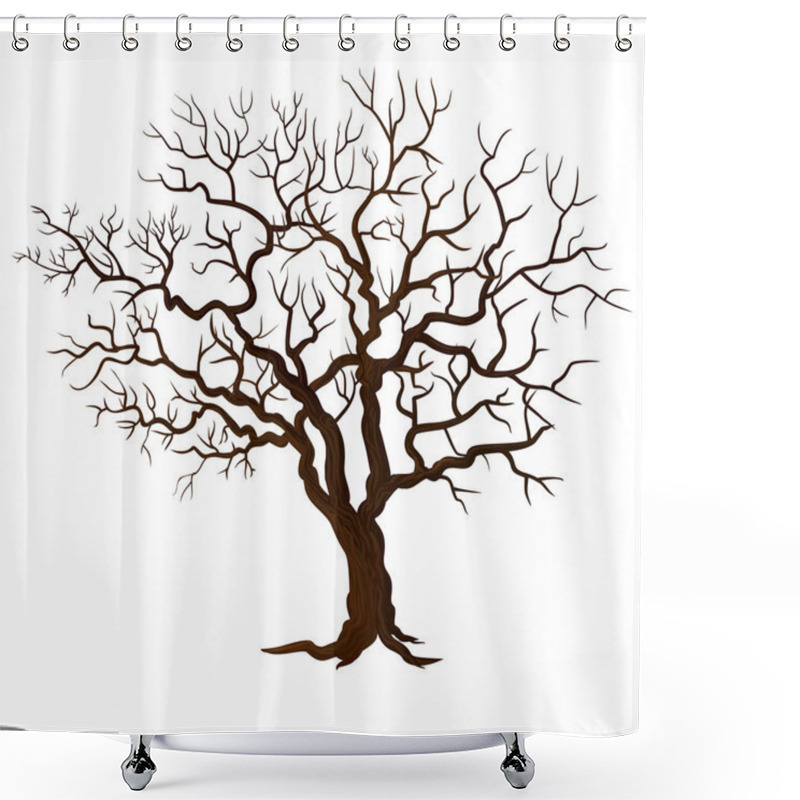 Personality  Tree Without Leaves Isolated On White Shower Curtains