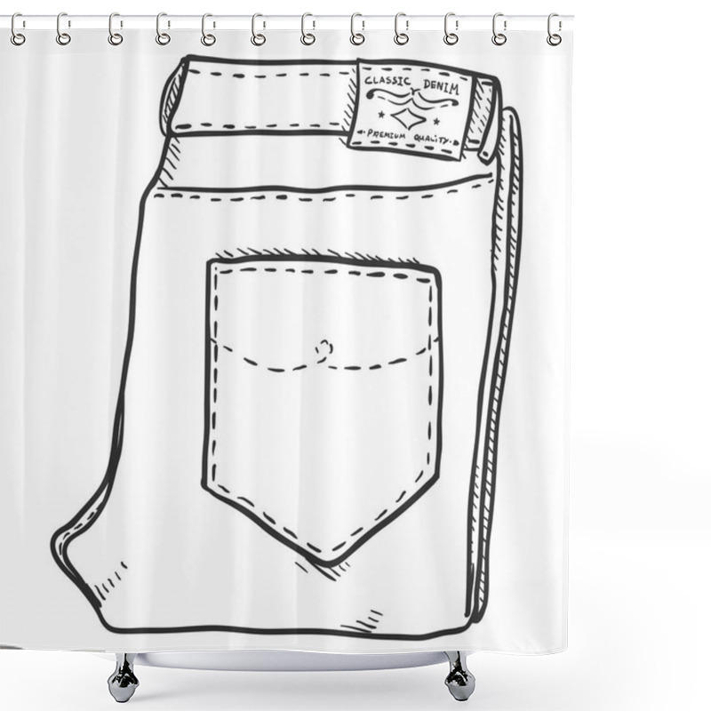 Personality  Folded Denim Jeans On White Background Shower Curtains