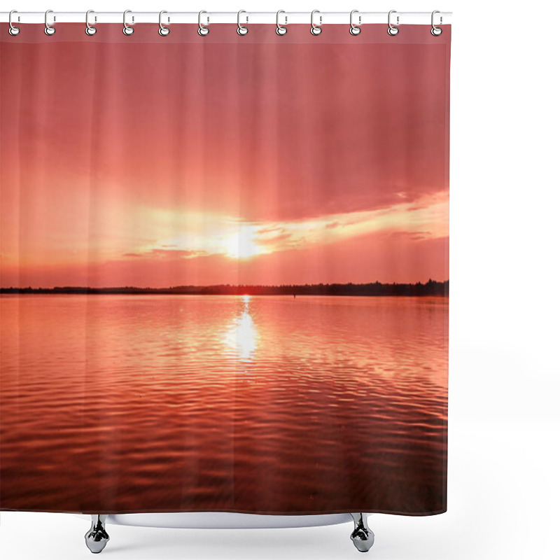 Personality  View Of The Lake At Sunset In The Evening In Summer Day Shower Curtains