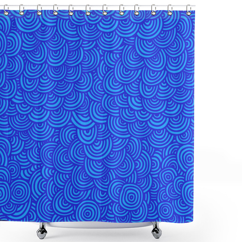 Personality  Circle Seamless Pattern, Wave, Clouds, Sky, Fog, Frosty, Winter Shower Curtains