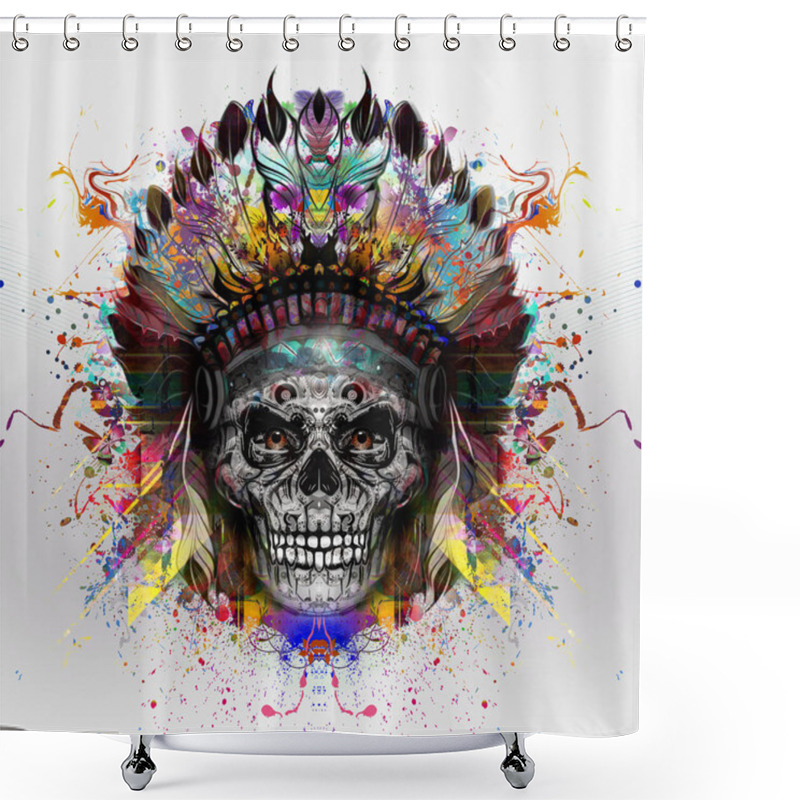 Personality  Hand-drawn Indian Skull Shower Curtains