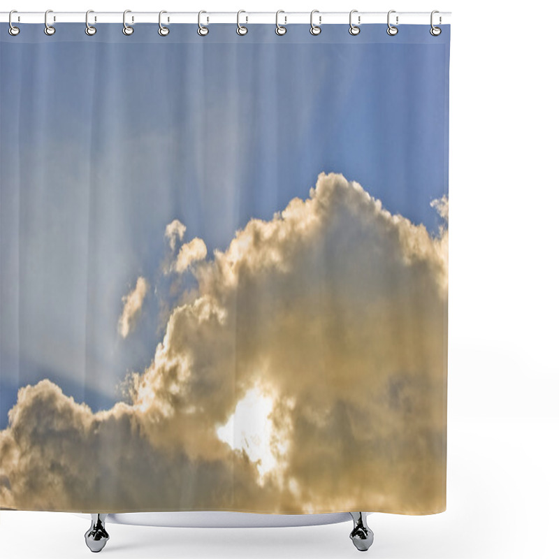 Personality  Stunning Sunbrust Through Clouds With Beams Stretching To The He Shower Curtains