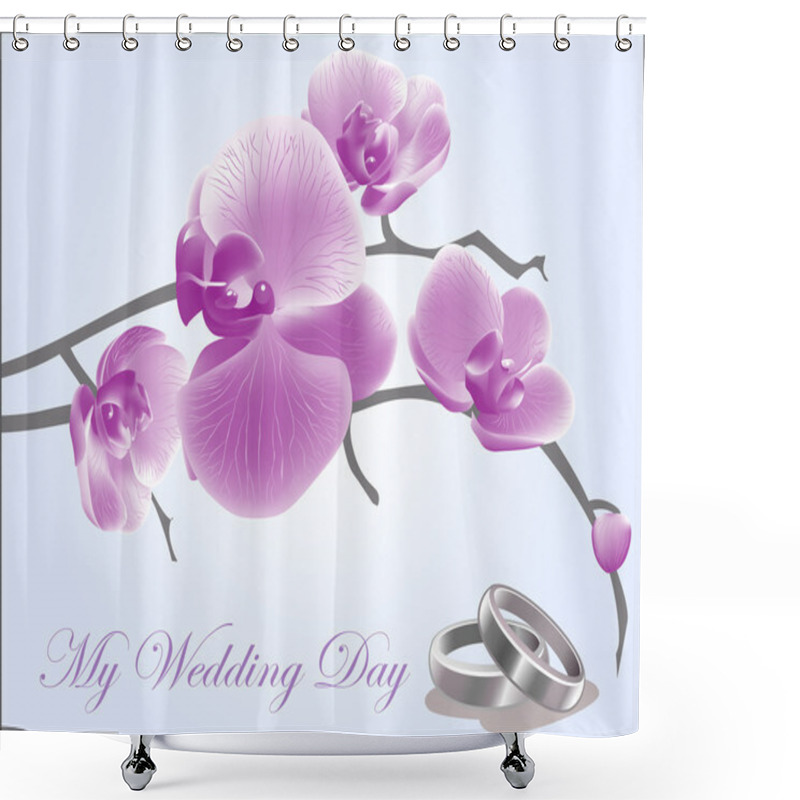 Personality  Elegant Wedding Invitation With Orchid Branch Shower Curtains