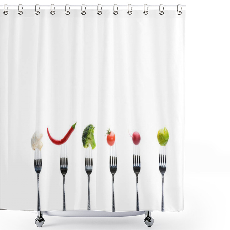 Personality  Fresh Vegetables On Forks Shower Curtains