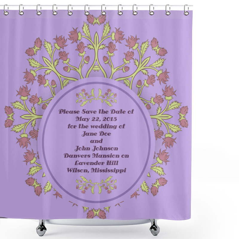 Personality  Wedding Invitation Cards With Floral Elements. Shower Curtains