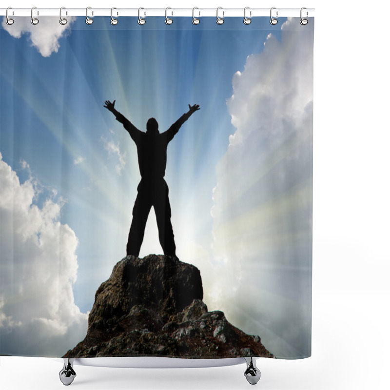 Personality  Silhouette Of Man And Sunshine Shower Curtains