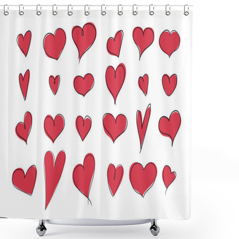 Personality  Hand Drawn Heart Collection. Doodle Hearts In Different Shapes. Vector Illustration Shower Curtains