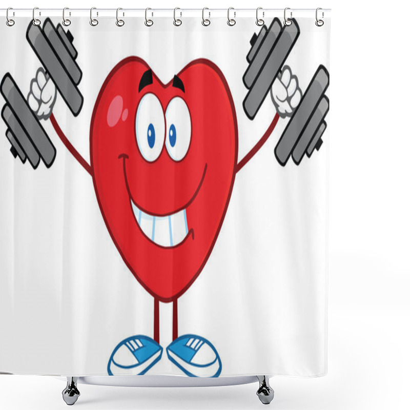 Personality  Smiling Heart Cartoon Character Training With Dumbbells Shower Curtains