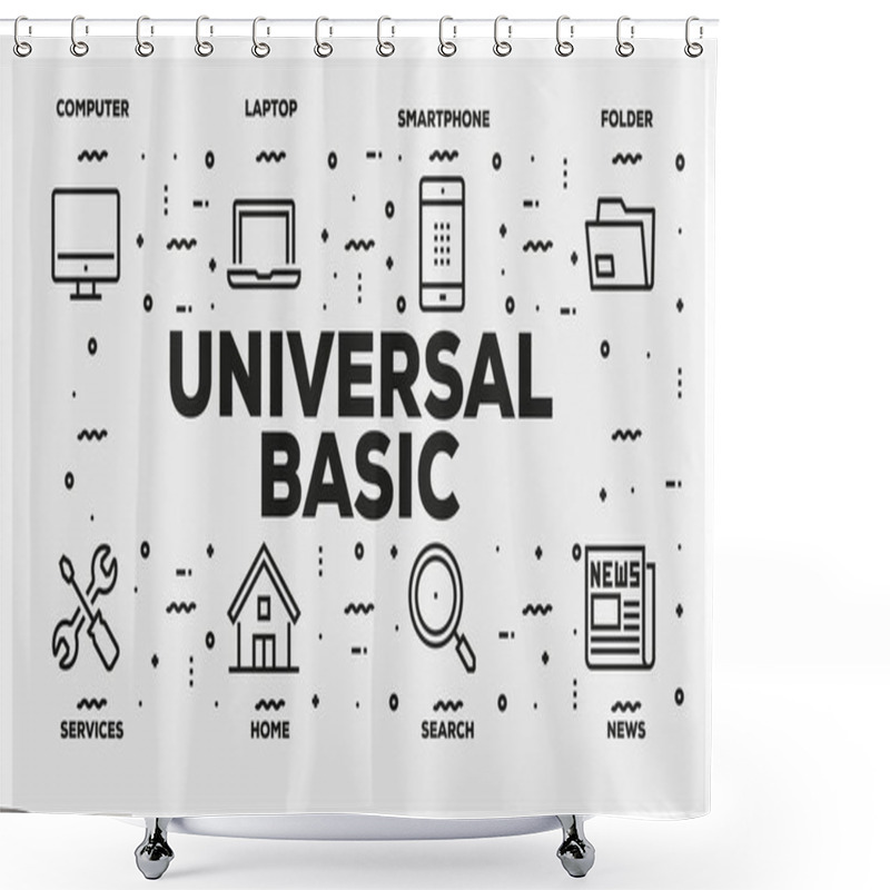 Personality  UNIVERSAL BASIC LINE ICON SET Shower Curtains