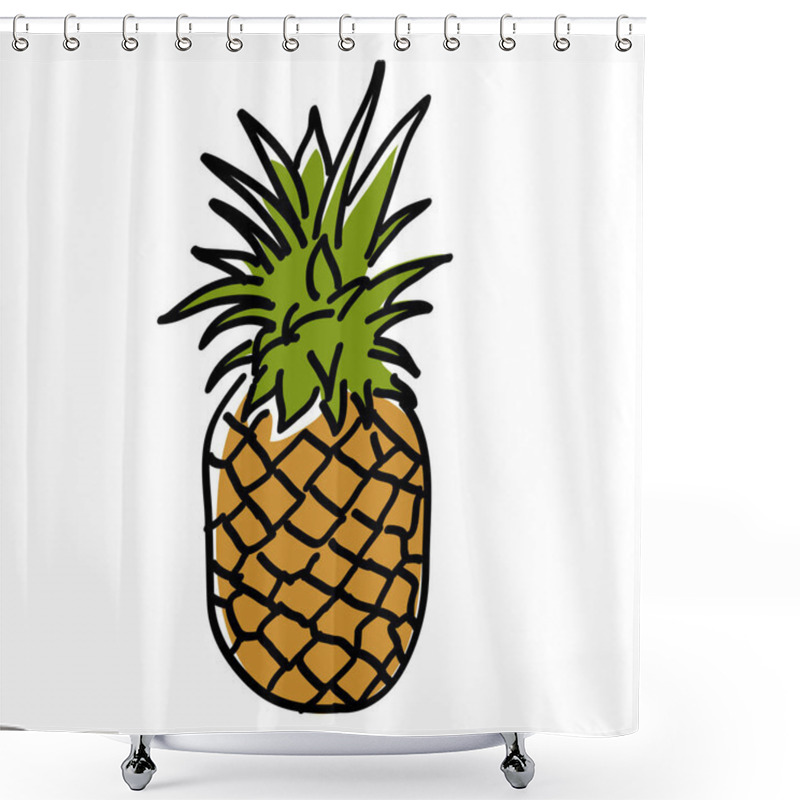 Personality  Hand Drawn Pineapple In  Line Shower Curtains