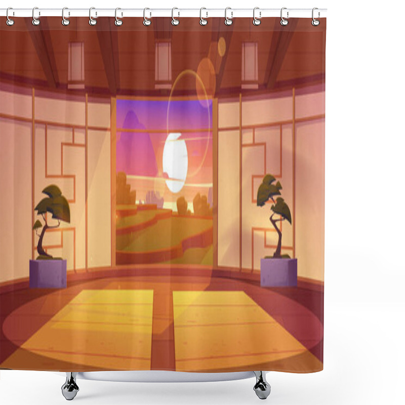 Personality  Japanese Dojo Interior At Sunset Shower Curtains