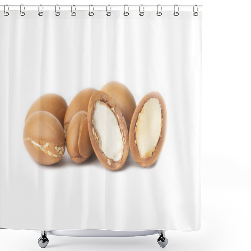 Personality  ARGAN SEEDS Isolated On A White Background. Argan Oil And Argan Nuts Concept Shower Curtains