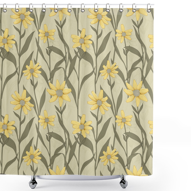 Personality  Retro Daisy Seamless Pattern  Shower Curtains