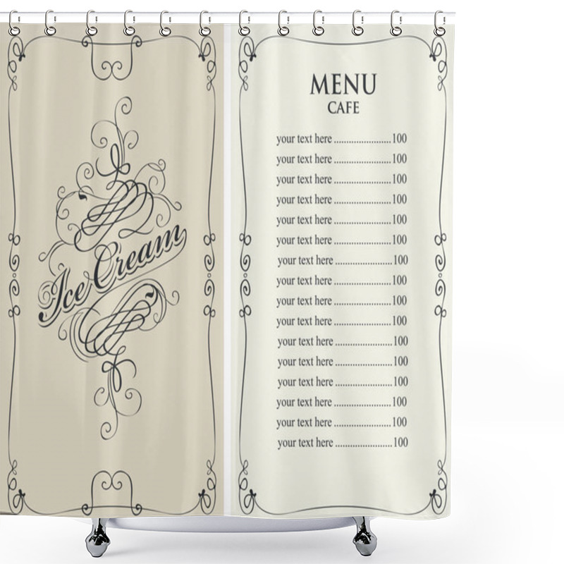 Personality  Ice Cream Menu For Cafe With Price List Shower Curtains