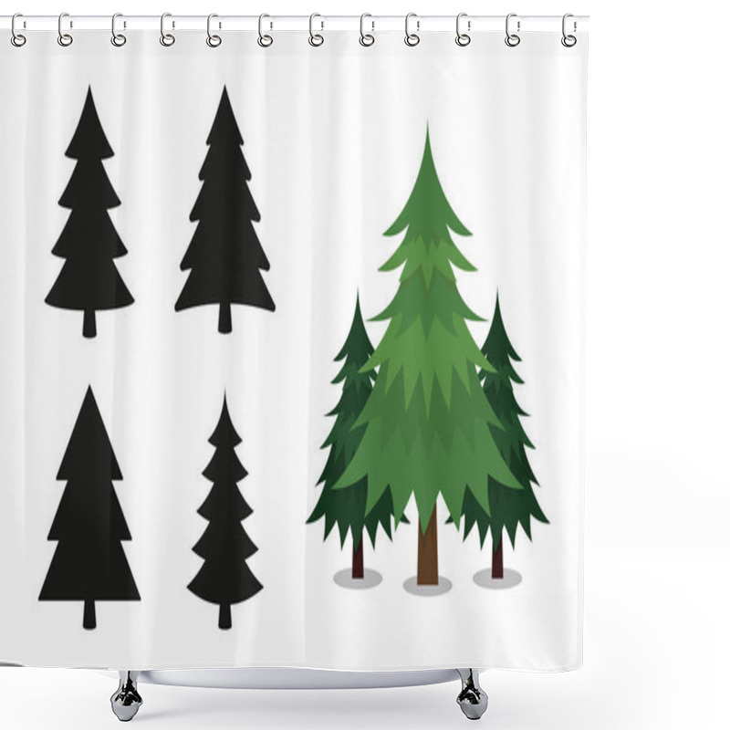 Personality  Christmas Trees Pictogram Vector Set Shower Curtains