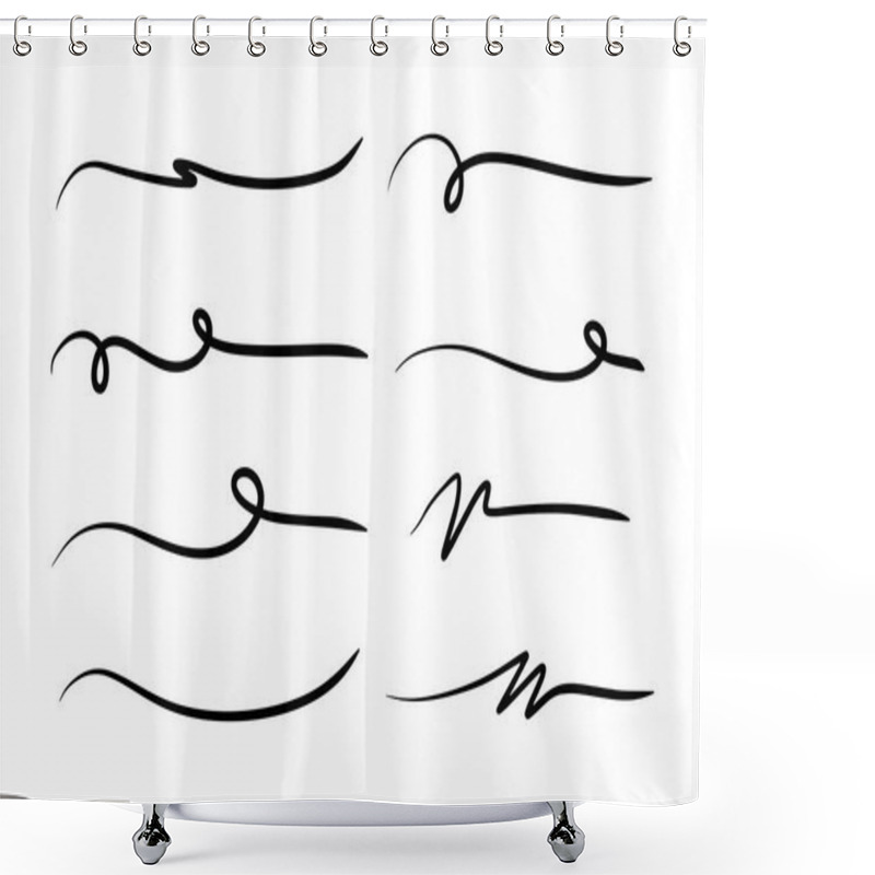 Personality  Swooshes And Flourish Brush Stroke Vector Collection. Shower Curtains