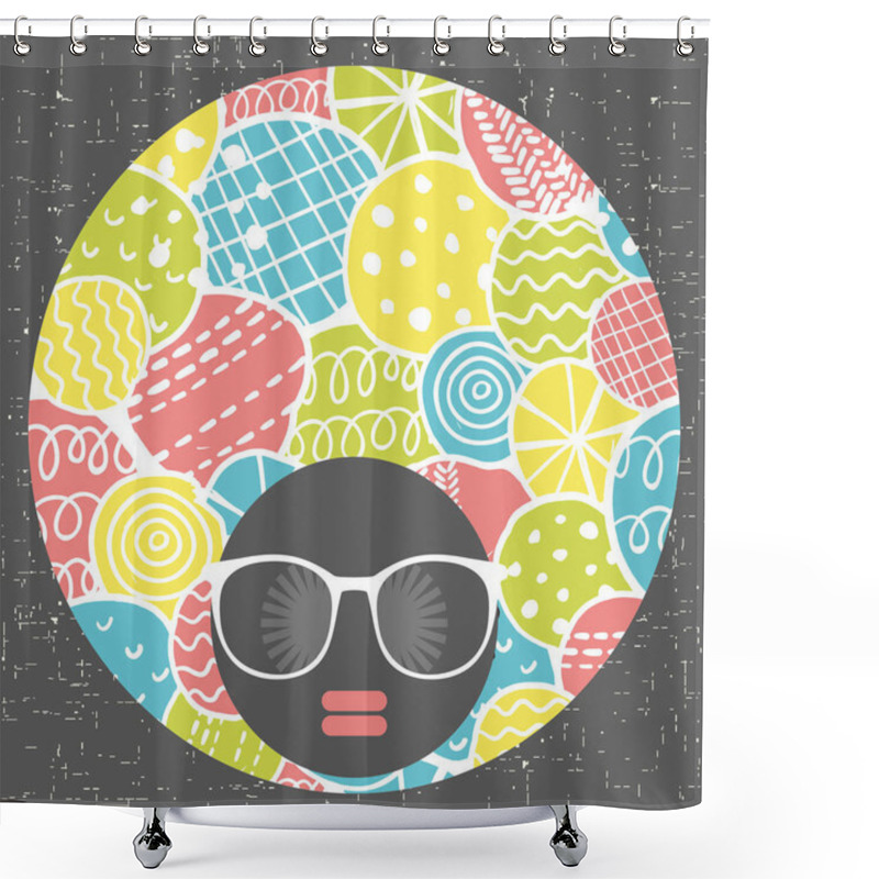 Personality  Girl In Sunglasses With Creative Hair Dress.  Shower Curtains