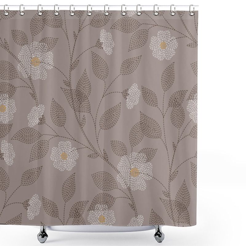 Personality  Embroidered Flowers Pattern Shower Curtains