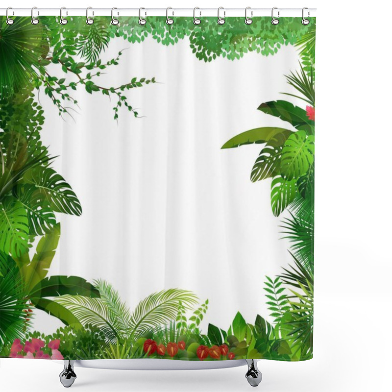 Personality  Vector Illustration Of Tropical Jungle On White Background Shower Curtains