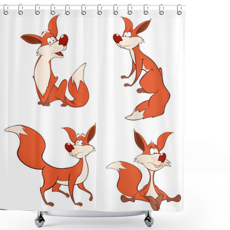 Personality  Red Foxes Cartoon Shower Curtains