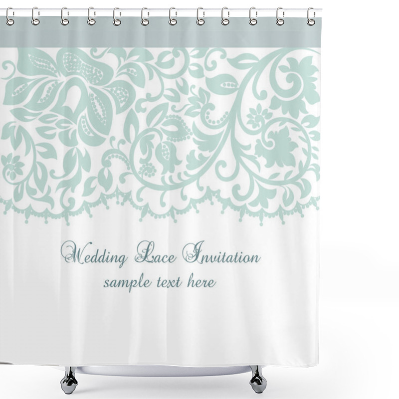 Personality  Vector Lace Invitation Card With Lace Floral Ornament Shower Curtains