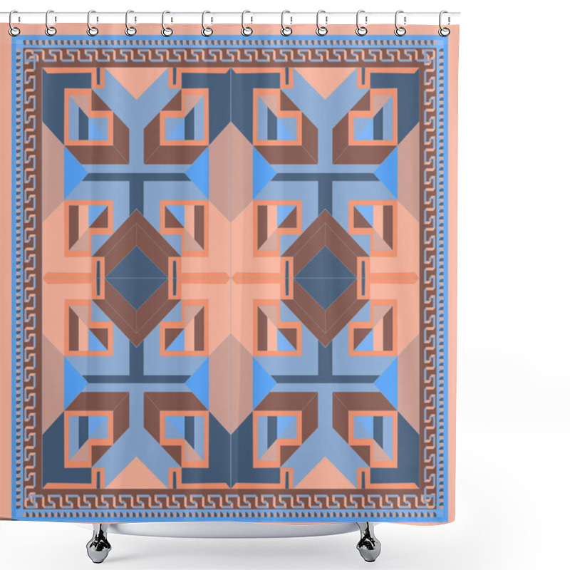 Personality  Silk Scarf With A Geometric Pattern. Square Vector Shower Curtains