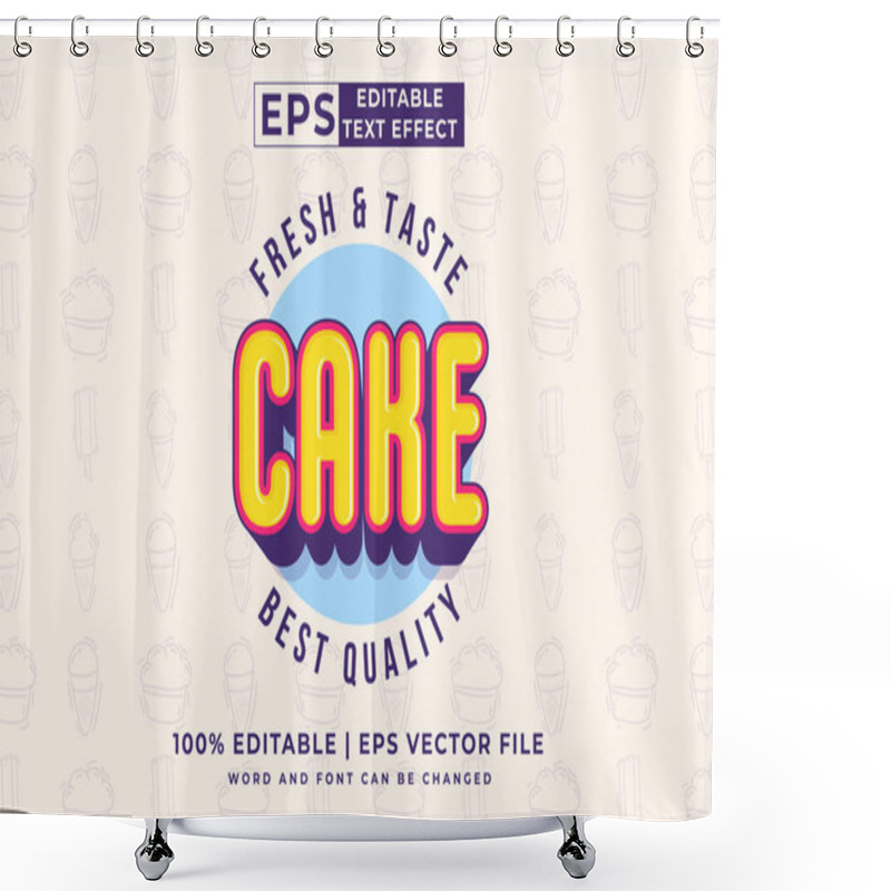 Personality  Editable Text Effect Cake Logo 3d Cartoon Cute Template Style Premium Vector Shower Curtains