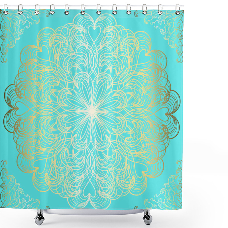 Personality  Elegant Card With Gold Ornament Shower Curtains